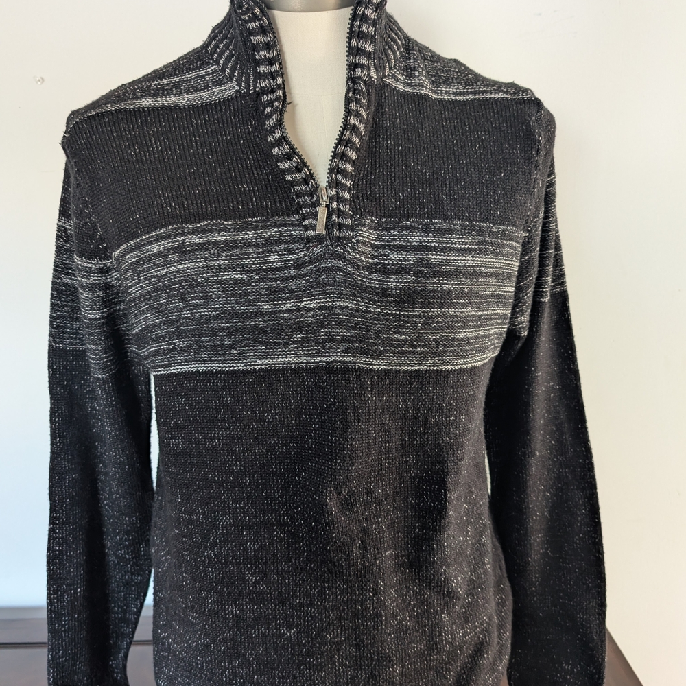 Mountain Ridge Black and Gray Zip Up Mens Sweater